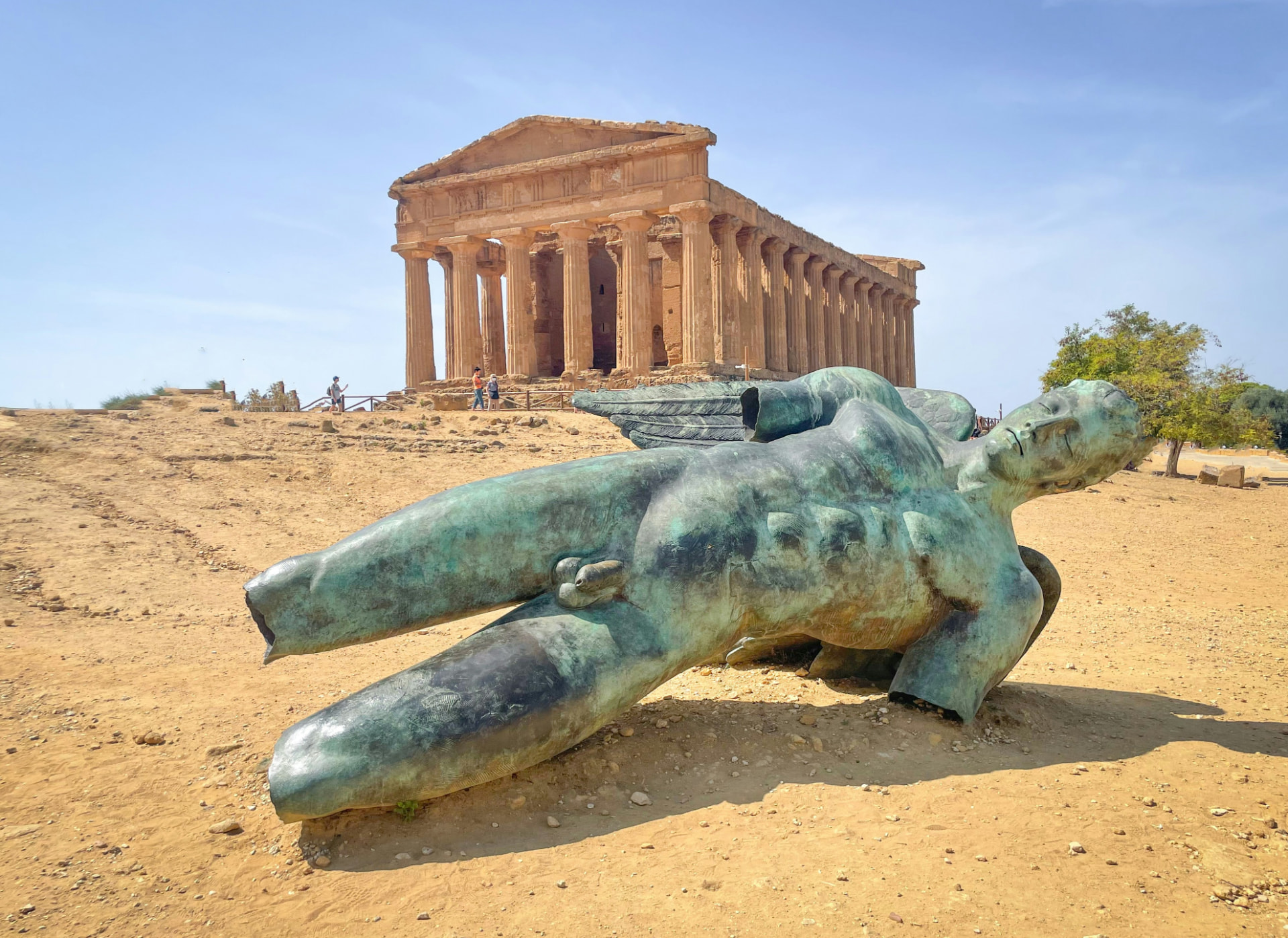 Greek temple and bronze Icarus in the Valley of the Temples