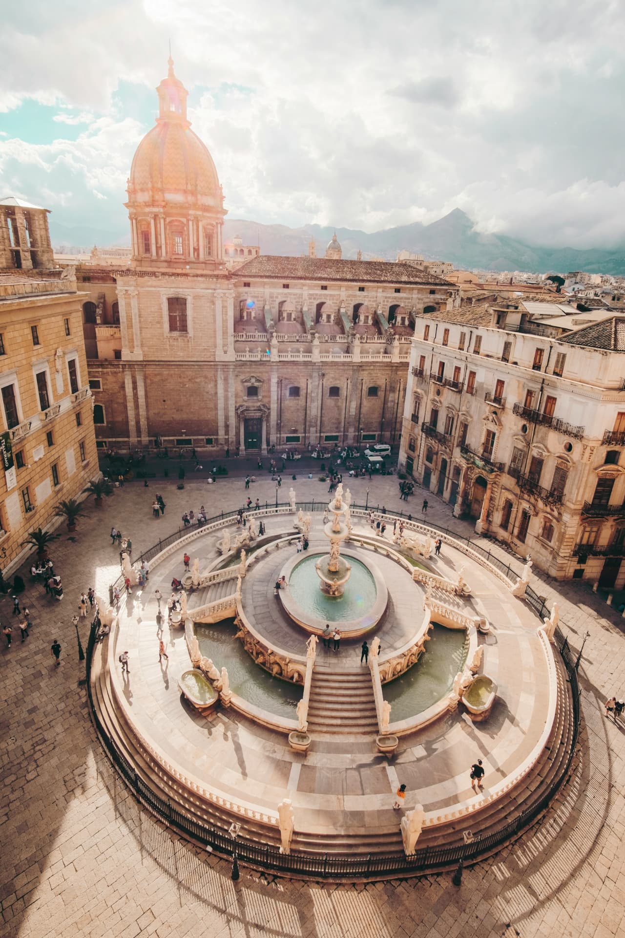 Fontana Pretoria and baroque Palermo from above